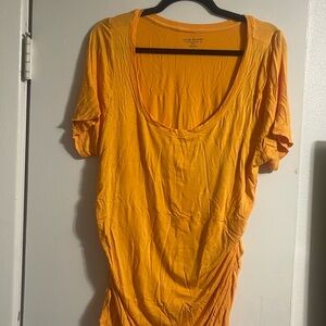 Anne Klein Yellow Ruched Short Sleeve T-Shirt